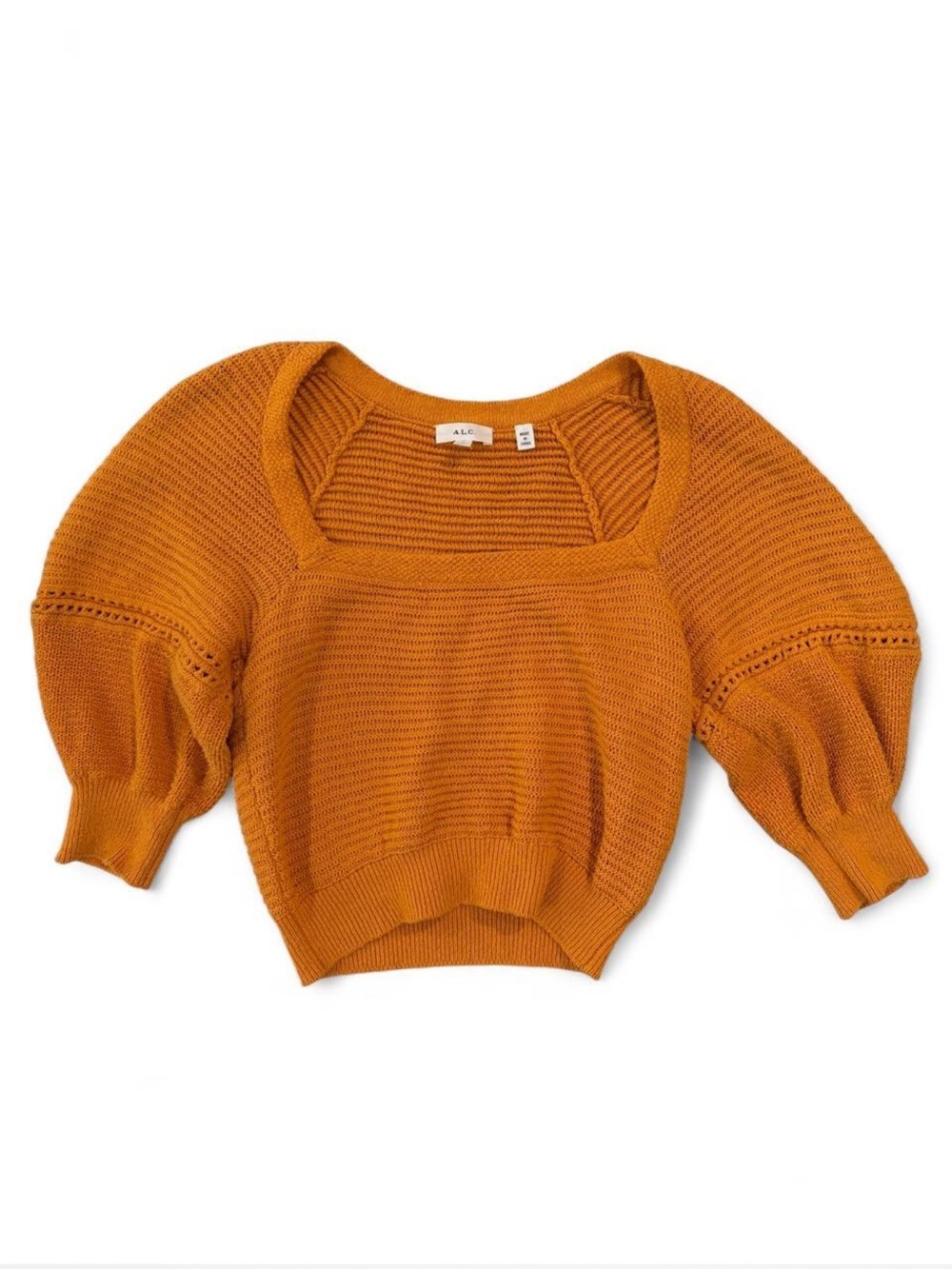 A.L.C. Brianna Crop Puff Sleeve Sweater Large